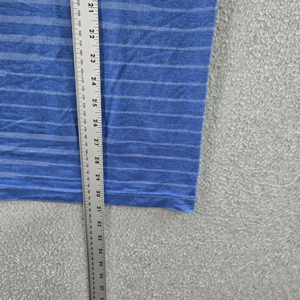 Under Armour Men Shirt XXL‎ Blue Striped Activewear Logo Fitted Short Sleeve